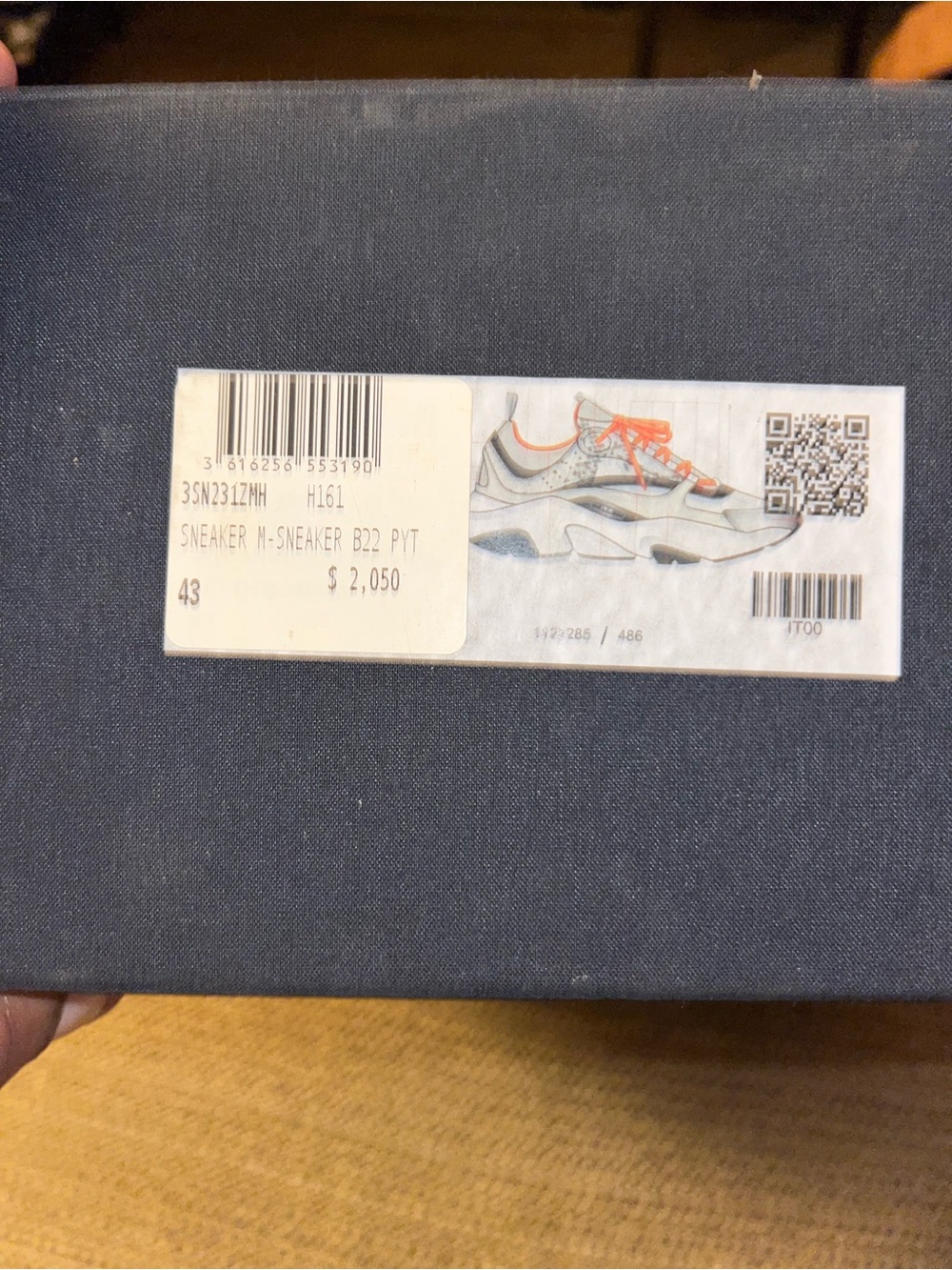 Dior Men's White Cream Gray Sneakers with Orange Accents - Picture 4 of 5